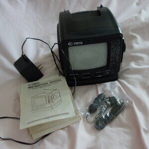 Vintage Curtis RT068GA 5" Black & White Portable Television with AM/FM Radio